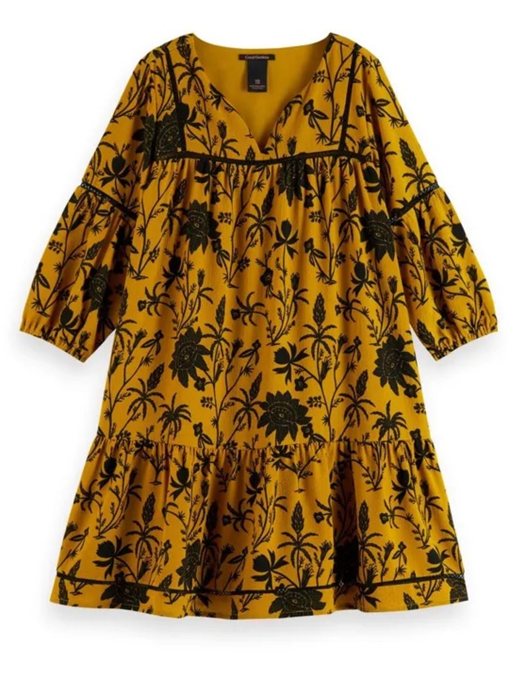 Scotch&Soda Girls Tiered Dress with Black Floral Print